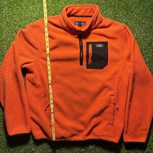 Rainforest Quarter Zip Grid Fleece Pullover Orange Men's Size M